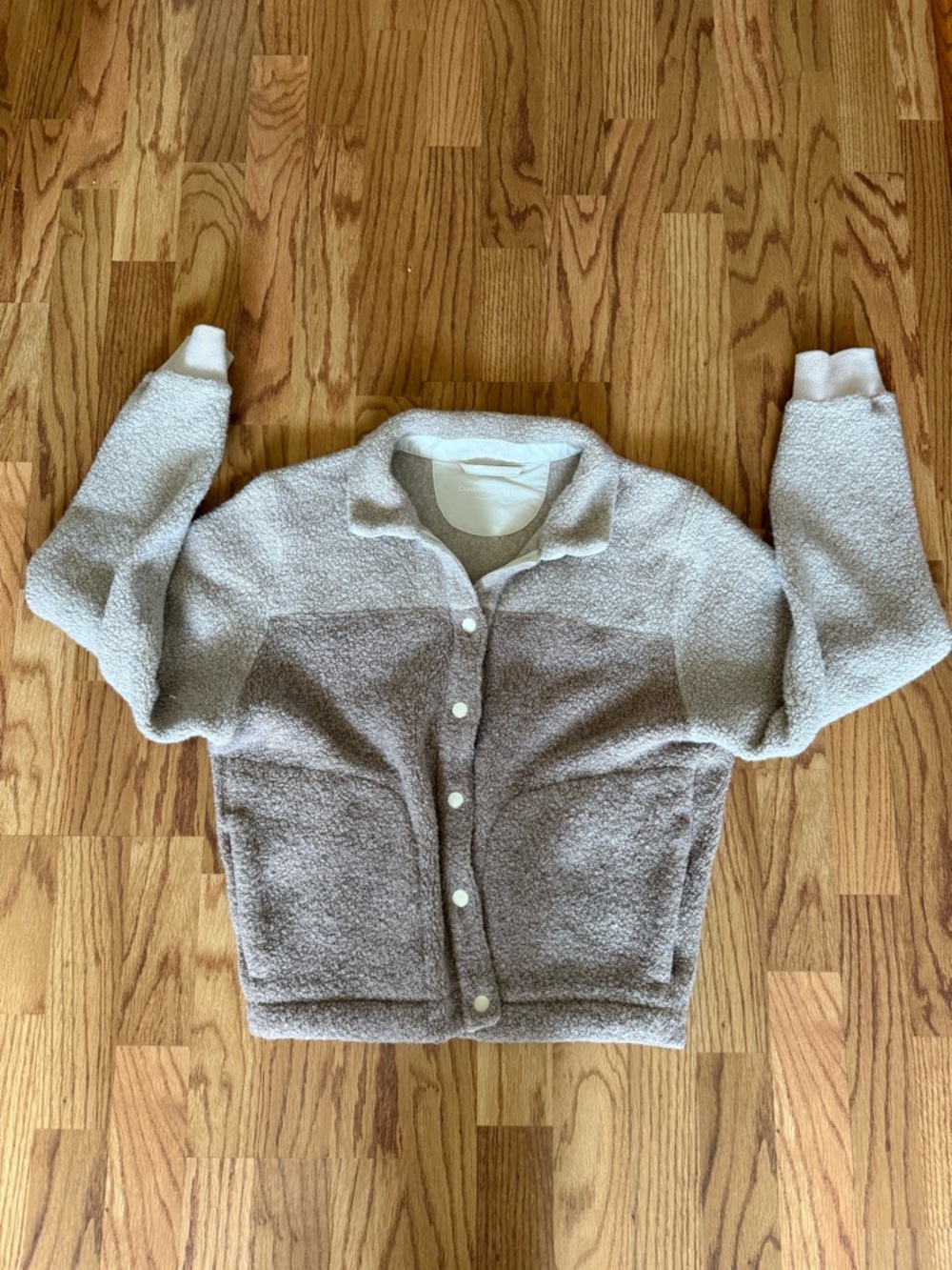 Outdoor Voices Mega Fleece Bomber Snack Jacket - Oatmeal & Beige